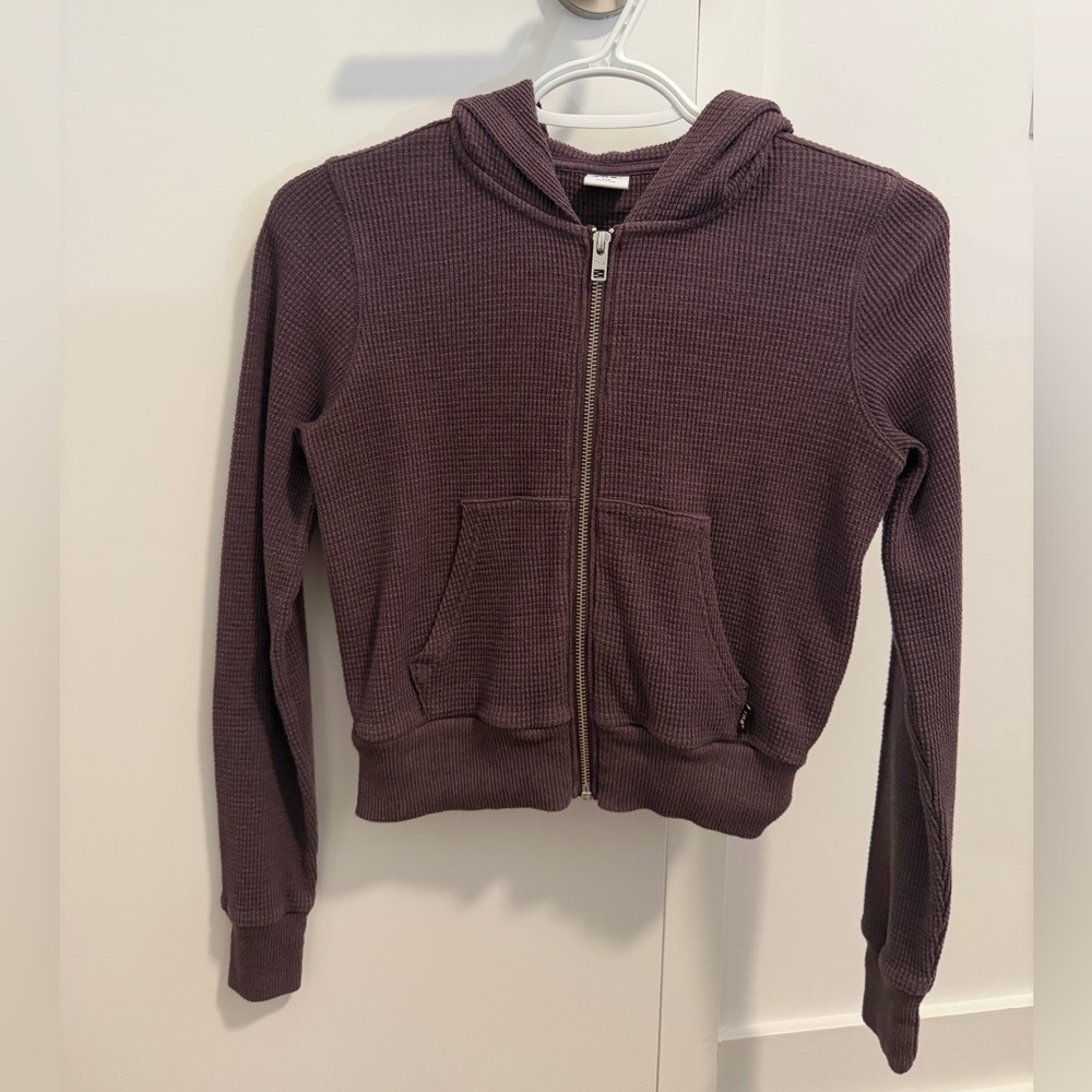 Aritzia TNA waffle knit zip up hoodie